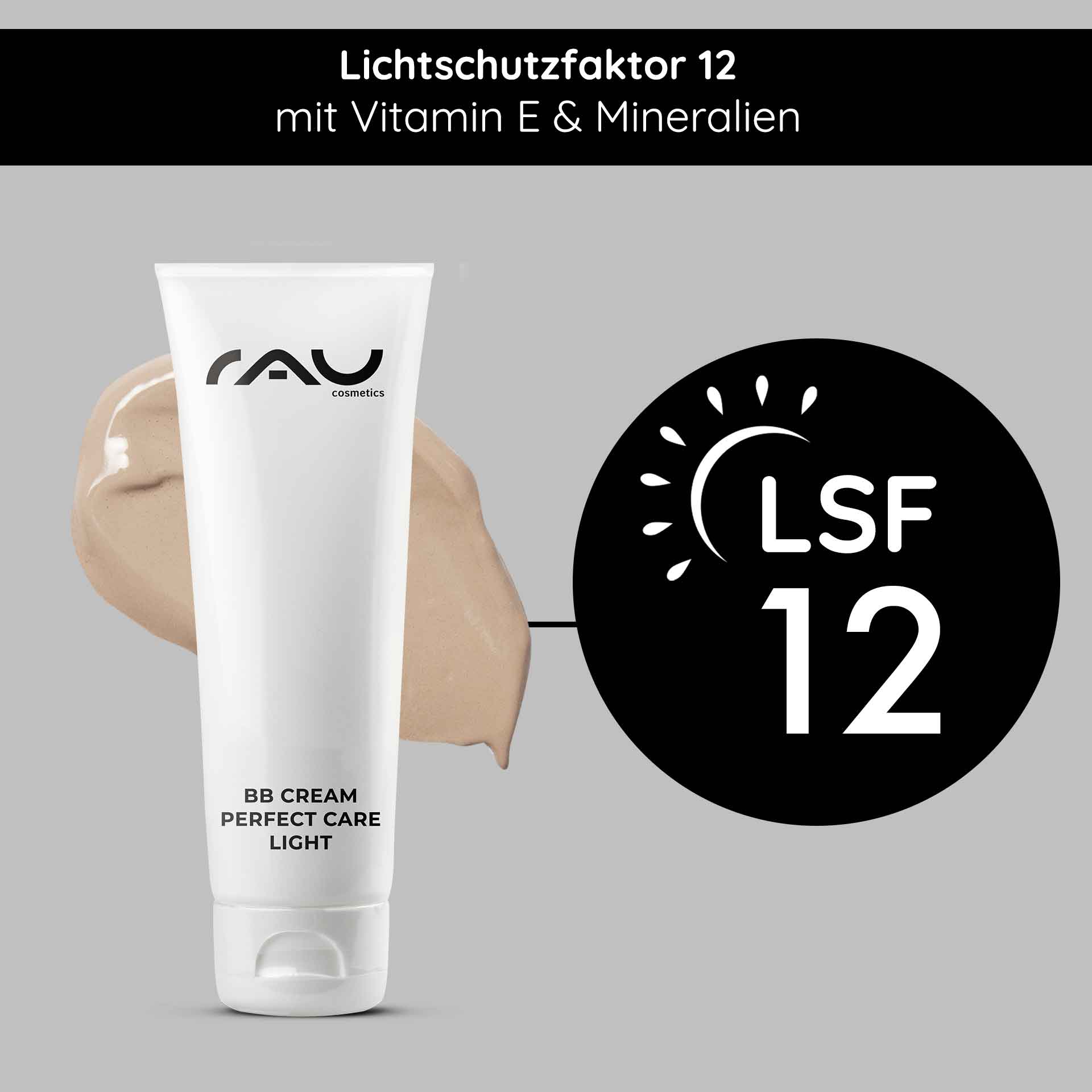 BB Cream Perfect Care Light 75 ml SPF12 Make-up & Care BB Cream Perfect Care Light von RAU Cosmetics mit LSF 12, angereichert mit Vitamin E und Mineralien, geeignet für hellere Hauttöne, mit cremiger Textur.