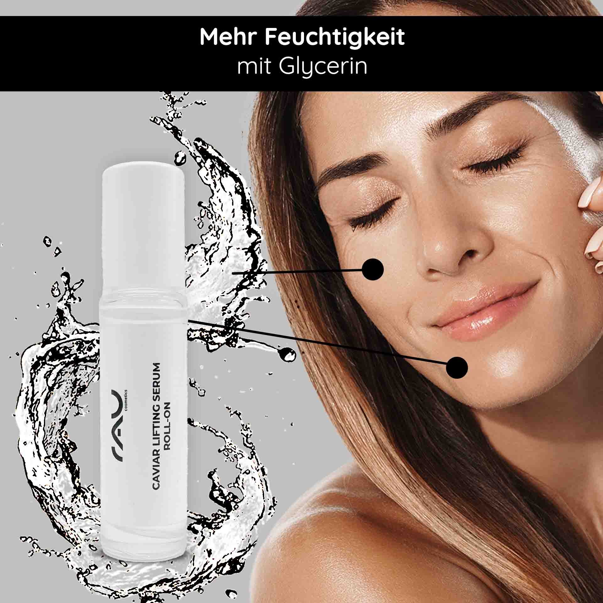 RAU Cosmetics Caviar Lifting Serum Roll-On 5 ml – Anti-Aging-Konzentrat mit Kaviarextrakt und reproage™ Peptiden zur Porenverfeinerung, Glättung und Lifting-Pflege für reife Haut