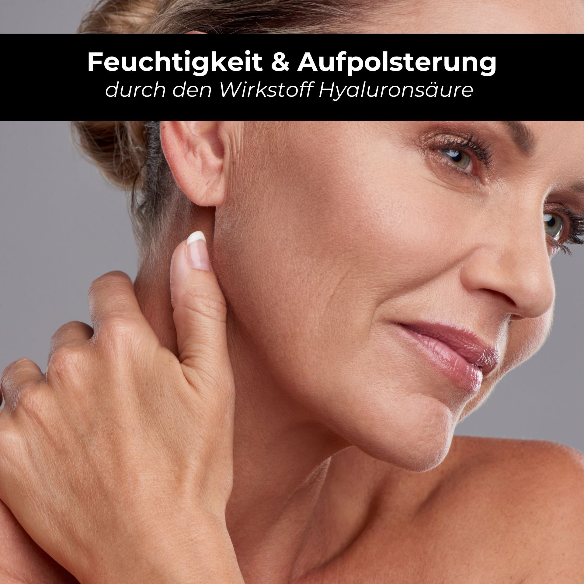 Close-up of a smiling woman with a radiant complexion after using the Collagen Treatment.