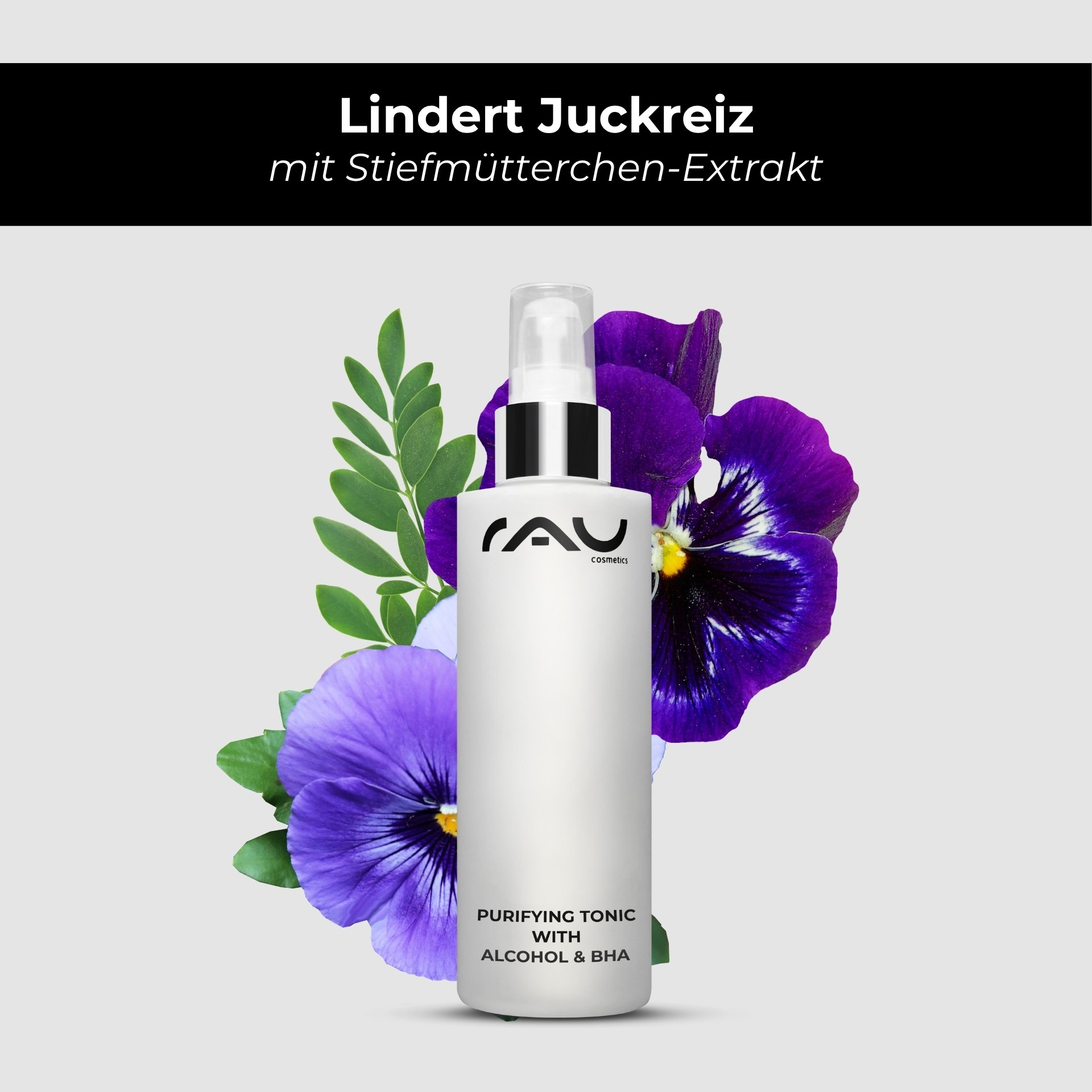 Aesthetic representation of the Purifying Tonic bottle surrounded by herbs.