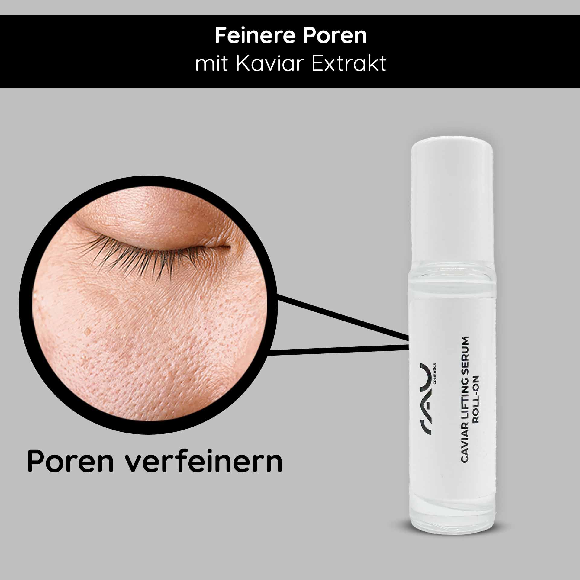 Caviar Lifting Serum Roll-On 10 ml with reproage & caviar extractTriple Hyaluronic Serum Roll-On 10 ml with triple hyaluronic acids RAU Cosmetics Caviar Lifting Serum Roll-On 5 ml in edler Verpackung – Anti-Aging-Serum mit Kaviarextrakt und Reproage™-Peptiden für reife Haut.