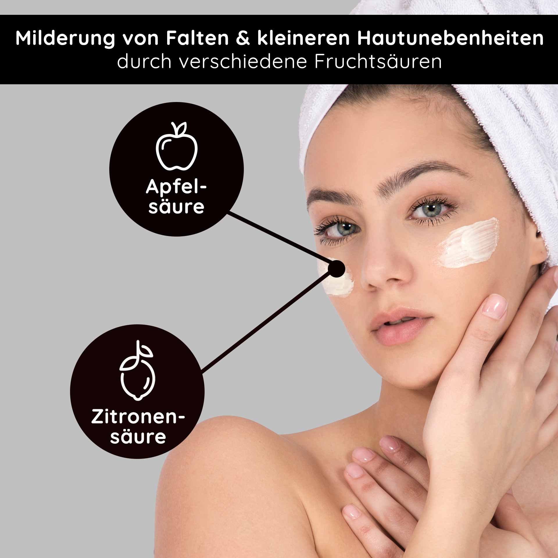 Ingredient list on packaging: glycolic acid, gluconic acid, retinyl palmitate visible