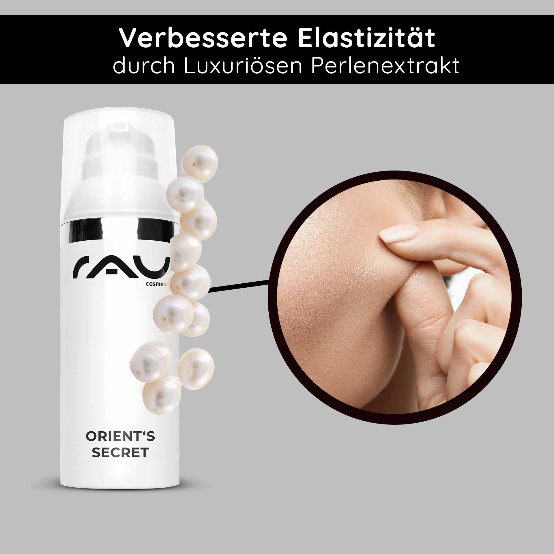Orient's Secret 50 ml with Amethyst Powder Die Gesichtscreme Orient's Secret von RAU Cosmetics mit luxuriösem Perlenextrakt sorgt für verbesserte Elastizität und Hautstruktur und betont die Anti-Aging-Vorteile.