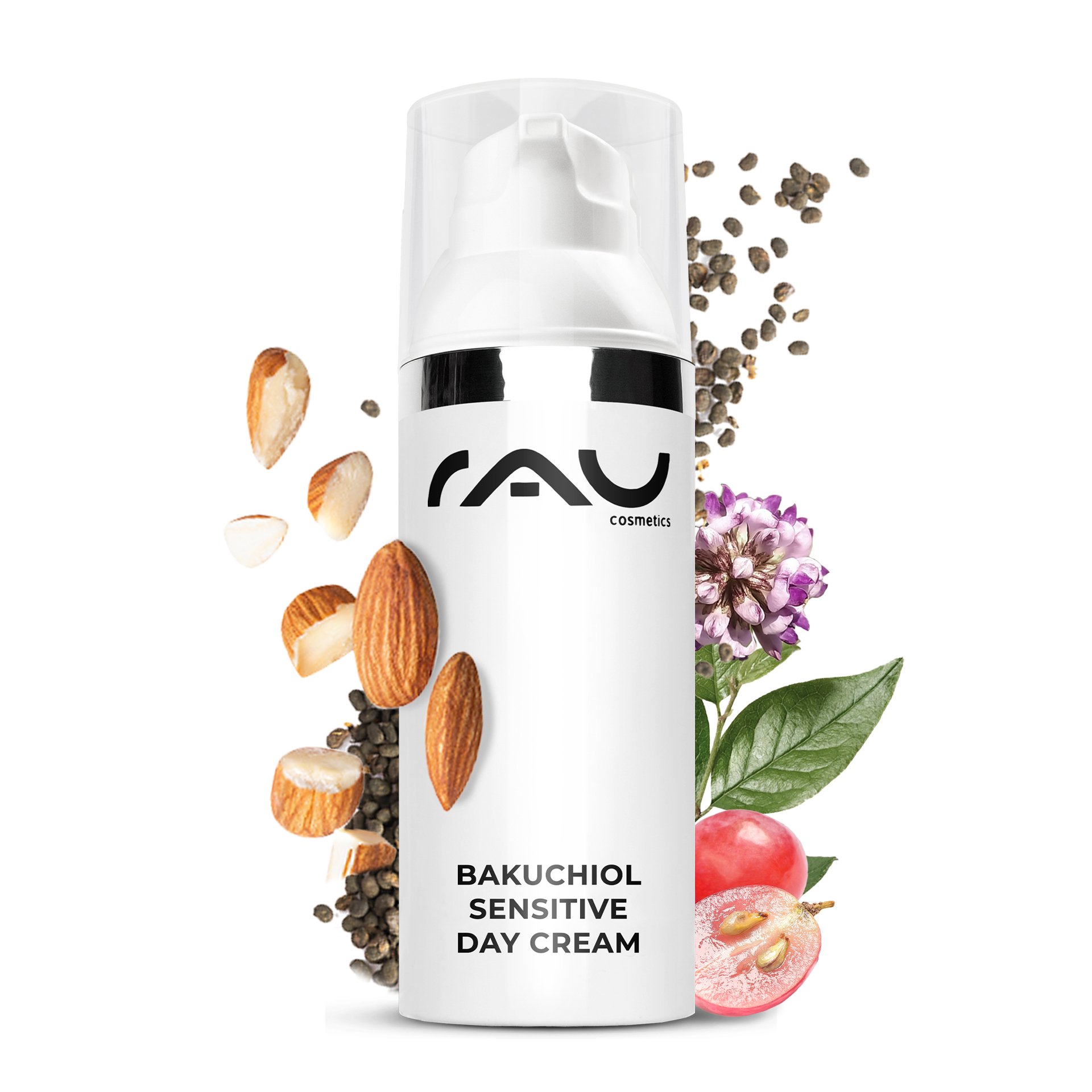 RAU Bakuchiol Sensitive Day Cream 50 ml Tiegel mit Airless-Spender, leichte Tagescreme