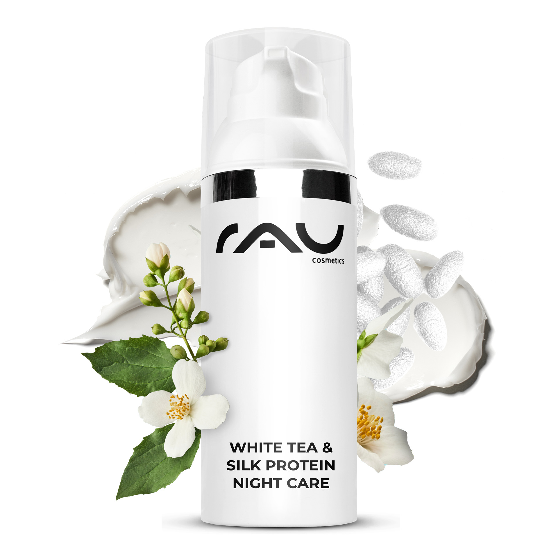 White Tea & Silk Protein Night Care 50 ml night cream Flasche, Shaker