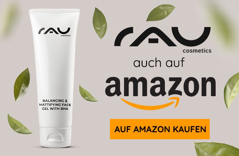Balancing & Mattifying Face Gel von RAU Cosmetics im cleanen Tubendesign mit grünen Blättern, erhältlich bei Amazon.