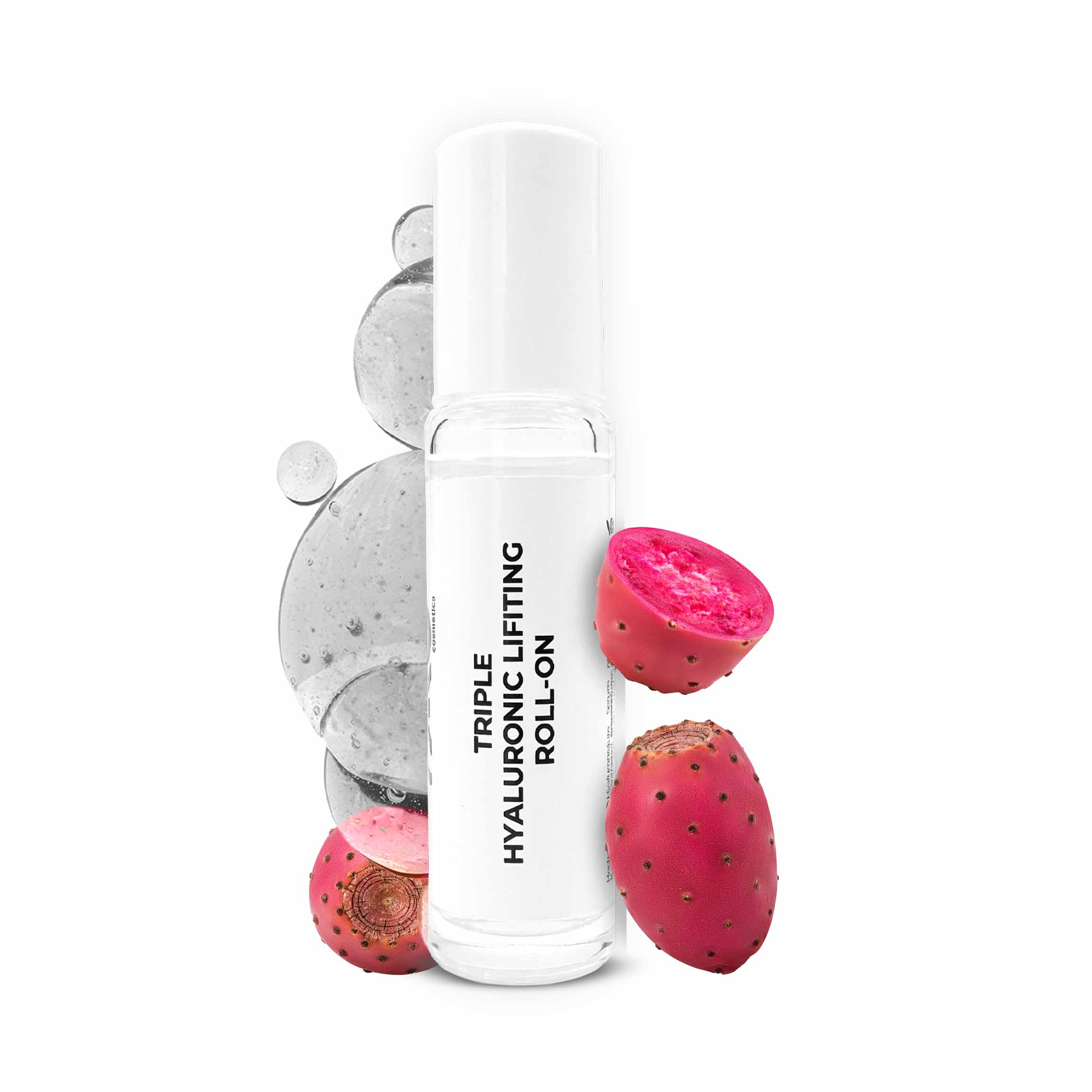 Triple Hyaluronic Serum Roll-On 10 ml with triple hyaluronic acids Dreifach-Hyaluron-Lifting-Roll-On-Serum mit Kaktusfruchtextrakt und Hyaluronsäure, entwickelt für tiefe Feuchtigkeitsversorgung und Anti-Aging-Vorteile.