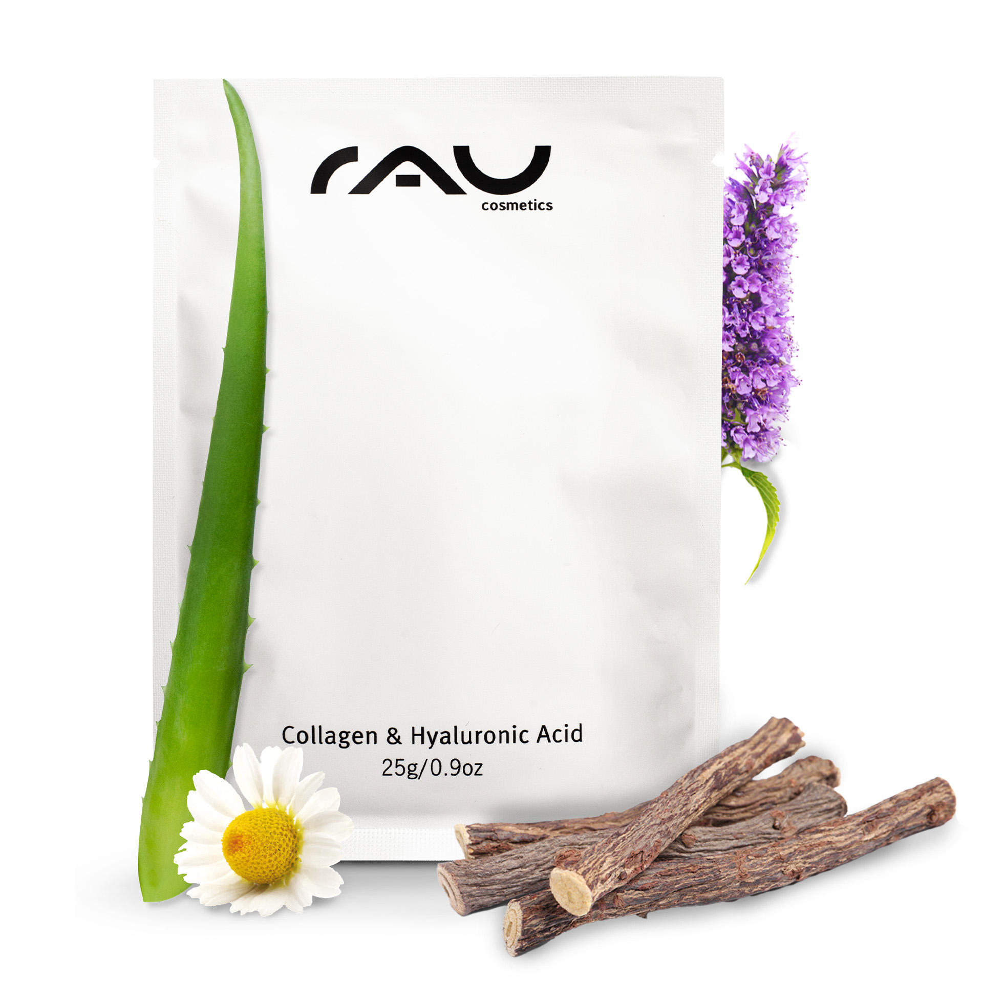 Collagen & Hyaluronic Acid Mask Fleece Mask with Panthenol Blume, Pflanze, Kräuterig, Kräuter, Blumen-Arrangement