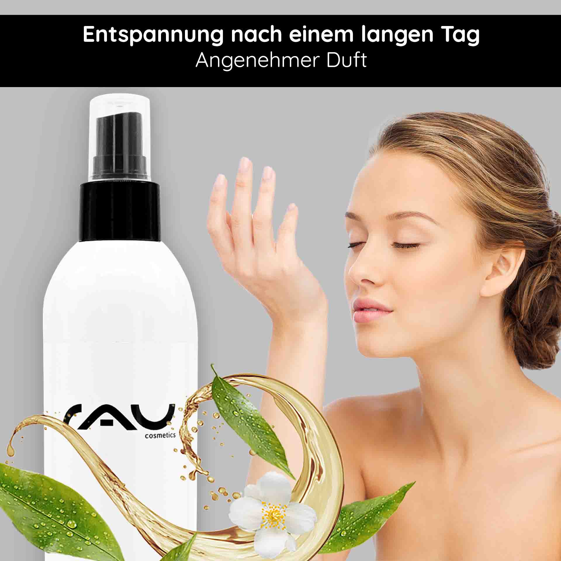 White Tea & Sugar Beet Shower Gel 500 ml Shower Gel Duschgel von RAU Cosmetics mit weißem Tee und Zuckerrüben-Extrakt, 250ml Flasche, entspannende Anwendung, feuchtigkeitsspendend und hautfreundlich.