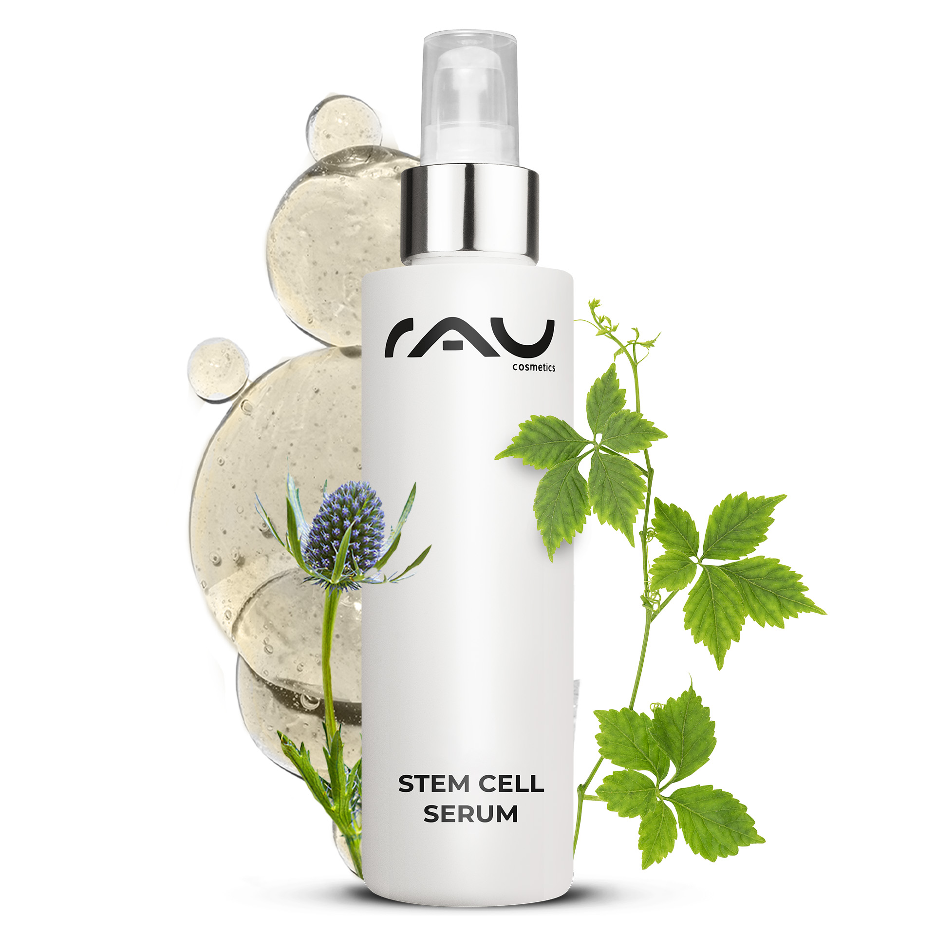 Stem Cell Serum 100 ml Anti-Aging Stem Cell Serum for mature & dry skin Kräuterig, Kräuter, Pflanze, Flasche, Lotion