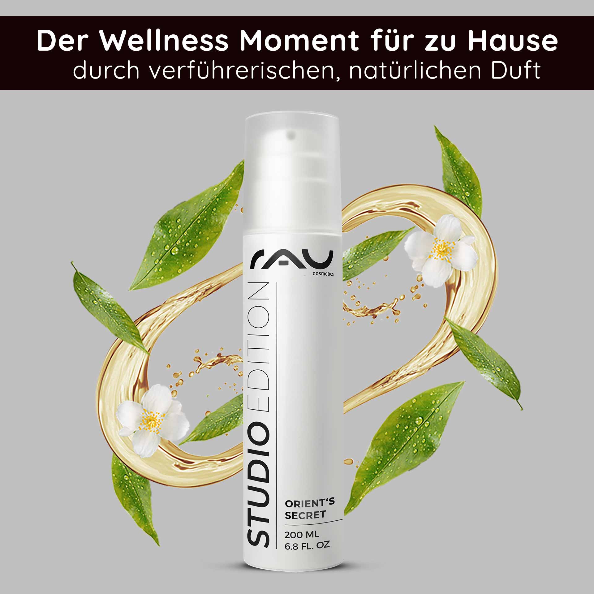 Orient's Secret 200 ml with amnethyst powder Gesichtscreme Orient's Secret von RAU Cosmetics in 200 ml, umgeben von natürlichen Zutaten wie Blüten und Blättern, betont die pflegenden Eigenschaften und den frischen Duft.