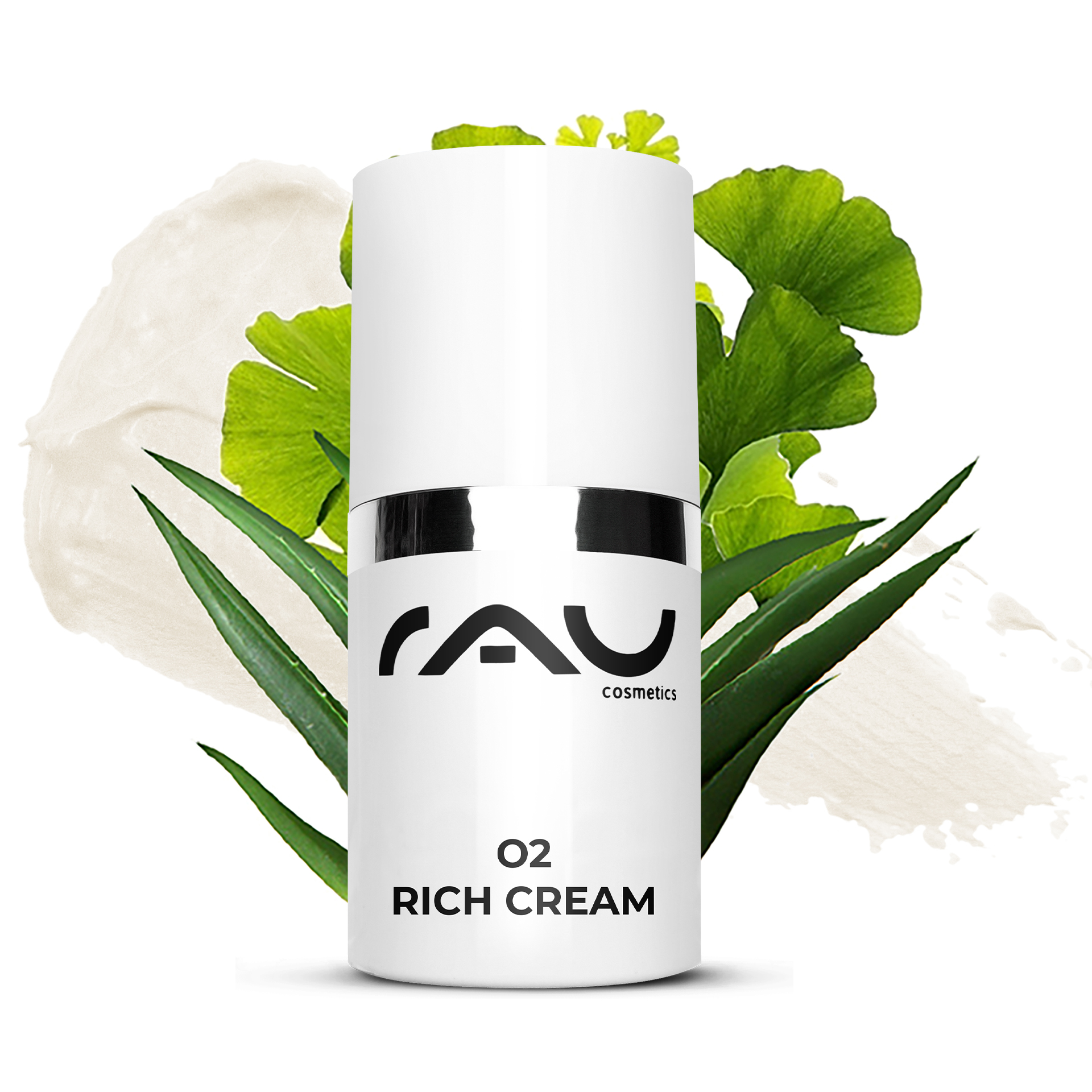 RAU O2 Rich Cream 15 ml - Reichhaltige Nachtcreme bei trockener Haut mit Gingko - Reisegrösse Kräuterig, Kräuter, Pflanze