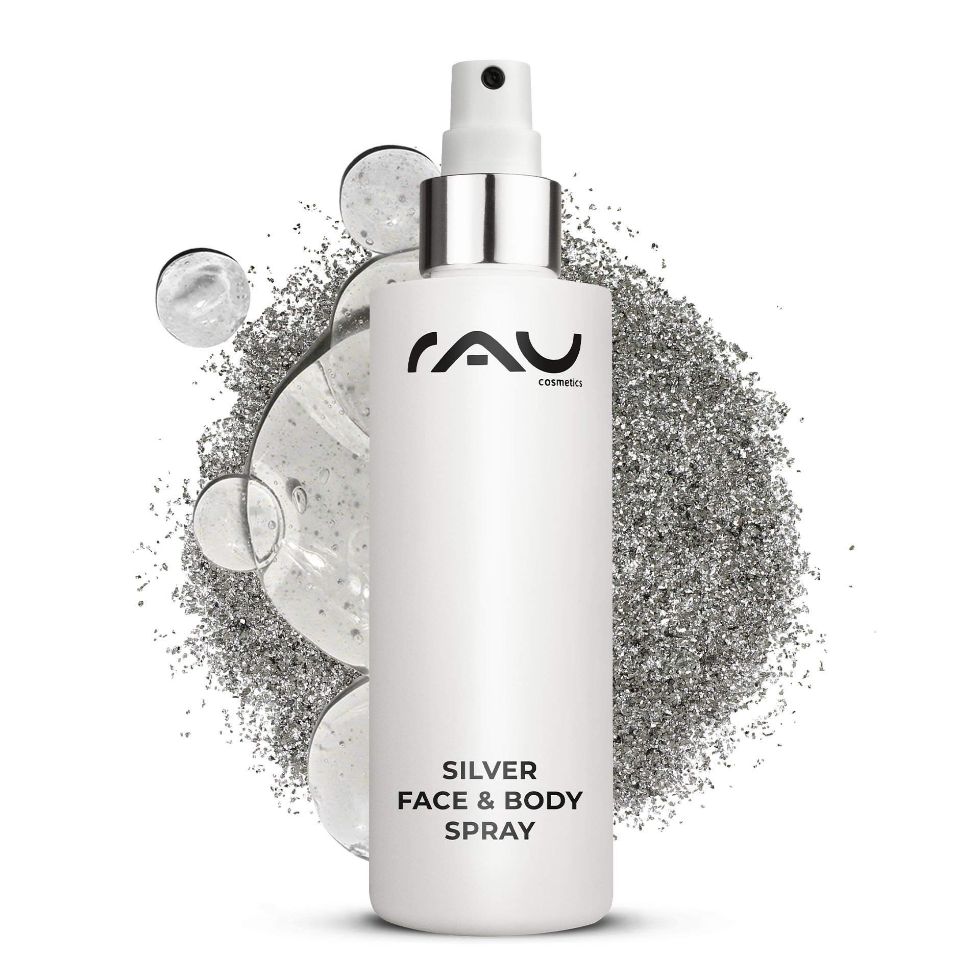 RAU Silver Face and Body Spray 200 ml Flasche mit Spruehkopf, antibakterielles Gesichts- und Koerperspray mit Mikrosilber